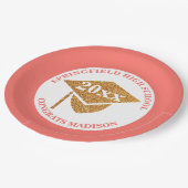 Afstuderen Coral Pink Gold Decorting Party Papieren Bordje (Gekanteld)