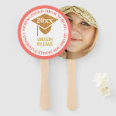 Afstuderen Coral Pink Gold Foto gefeliciteerd Handwaaier (Voorkant en achterkant)