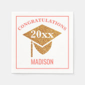 Afstuderen Coral Pink Gold Pet Gefeliciteerd Servet (Voorkant)