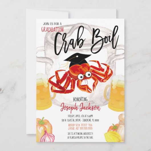 Afstuderen Crab Boil Uitnodiging (Voorkant)