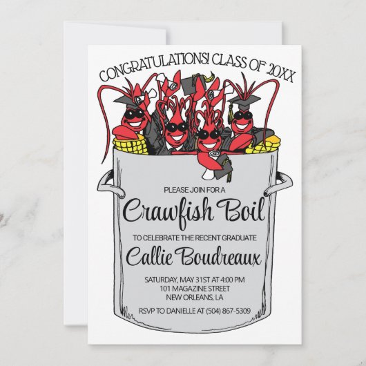 Afstuderen Crawfish Boil Invitation Kaart (Voorkant)