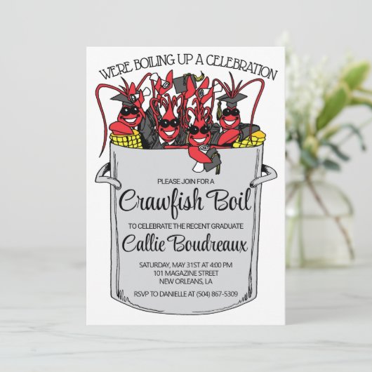 Afstuderen Crawfish Boil Invitation Kaart (Staand voorkant)