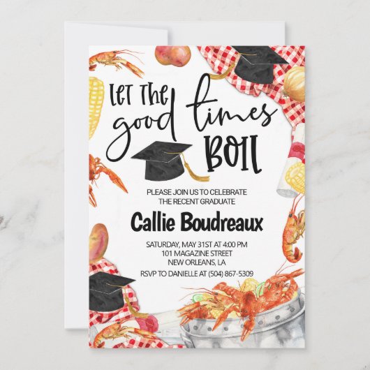 Afstuderen Crawfish Boil Invitation Kaart (Voorkant)