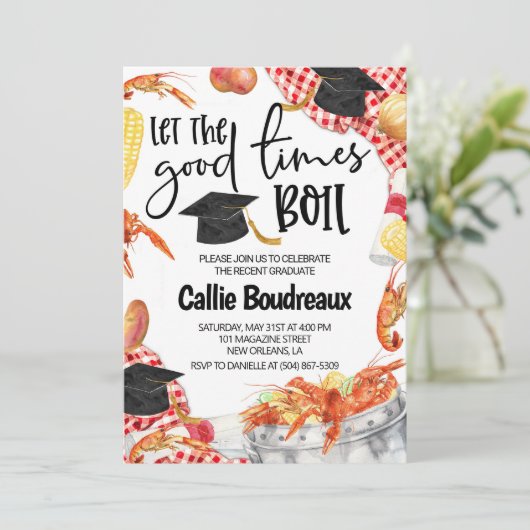 Afstuderen Crawfish Boil Invitation Kaart (Staand voorkant)