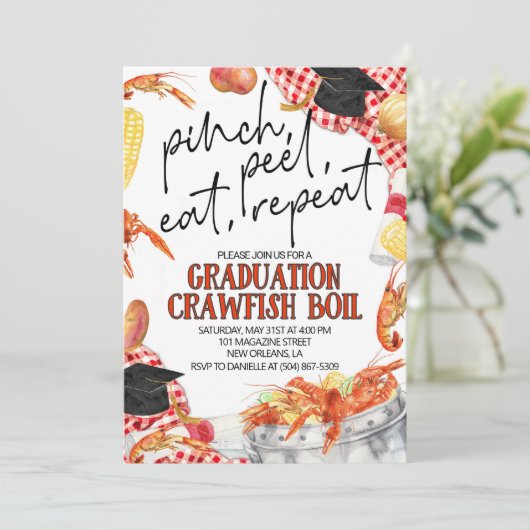 Afstuderen Crawfish Boil Invitation Kaart (Staand voorkant)