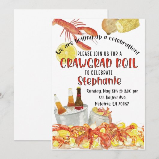 Afstuderen Crawfish Boil Kaart (Voorkant / Achterkant)
