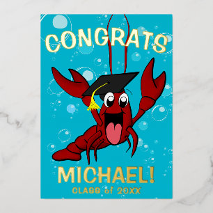 Afstuderen Crawfish Boil Lobster Seafood Folie Uitnodiging