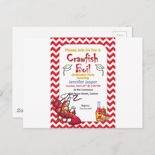Afstuderen Crawfish Boil Party - uitnodiging (Voorkant / Achterkant)