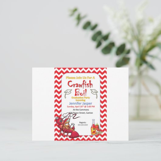 Afstuderen Crawfish Boil Party - uitnodiging (Staand voorkant)