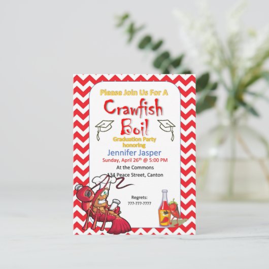 Afstuderen Crawfish Boil Party - uitnodiging (Staand voorkant)
