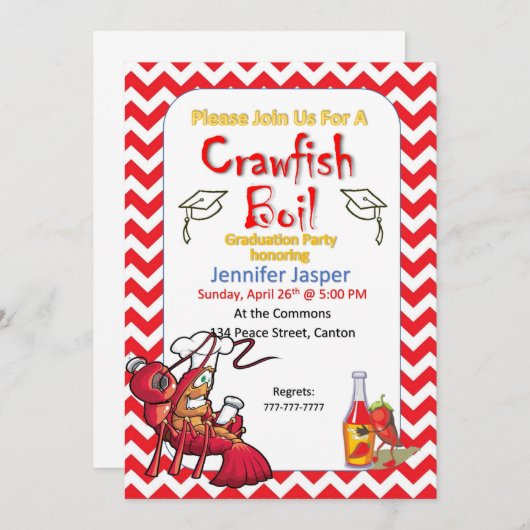 Afstuderen Crawfish Boil Party - uitnodiging (Voorkant / Achterkant)