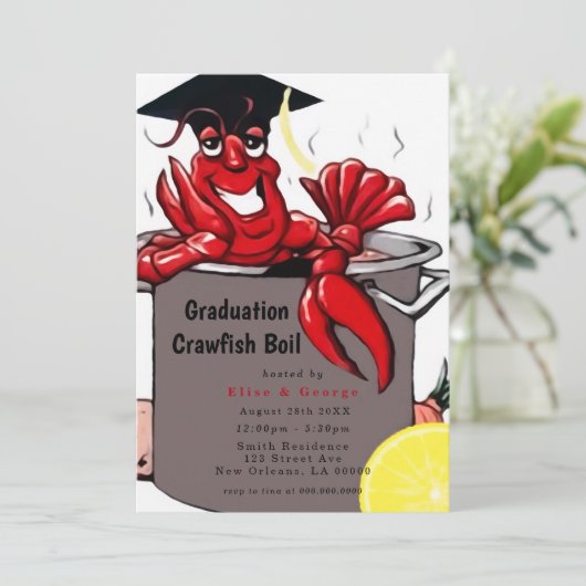 Afstuderen Crawfish Boil Party - uitnodiging (Staand voorkant)