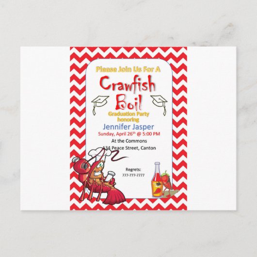 Afstuderen Crawfish Boil Party - uitnodiging Briefkaart (Voorkant)