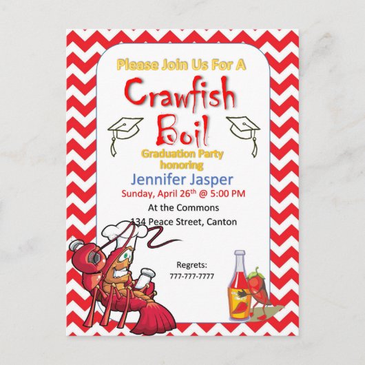 Afstuderen Crawfish Boil Party - uitnodiging Briefkaart (Voorkant)