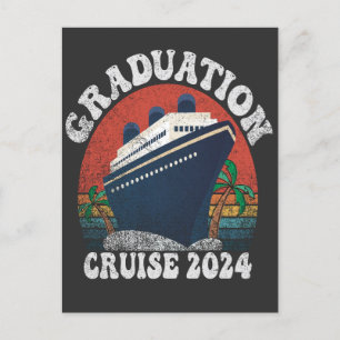 Afstuderen Cruise 2024 Funny Summer Vakantie Retro Aankondigingskaart