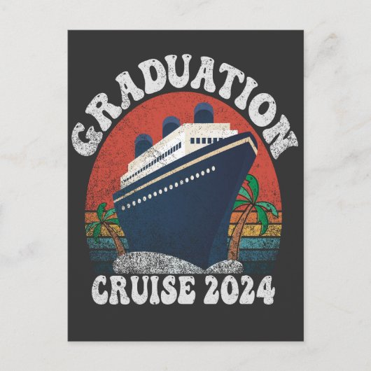 Afstuderen Cruise 2024 Funny Summer Vakantie Retro Aankondigingskaart (Voorkant)