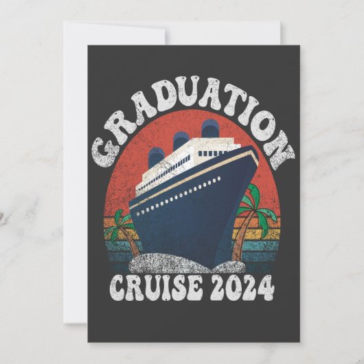 Afstuderen Cruise 2024 Funny Summer Vakantie Retro Kaart (Voorkant)