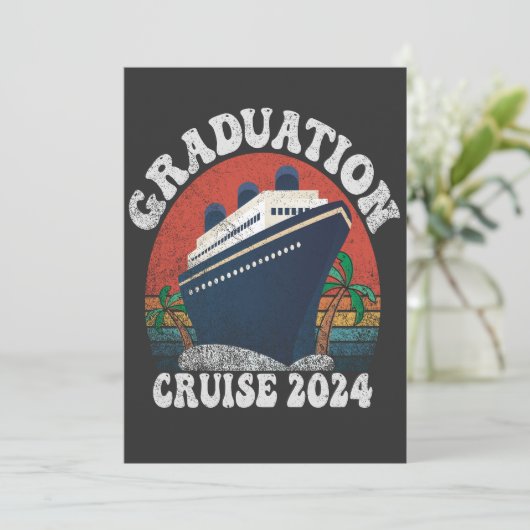 Afstuderen Cruise 2024 Funny Summer Vakantie Retro Kaart (Staand voorkant)