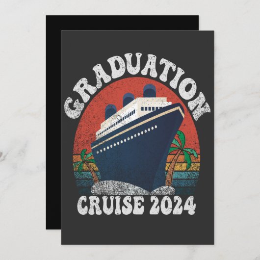 Afstuderen Cruise 2024 Funny Summer Vakantie Retro Kaart (Voorkant / Achterkant)