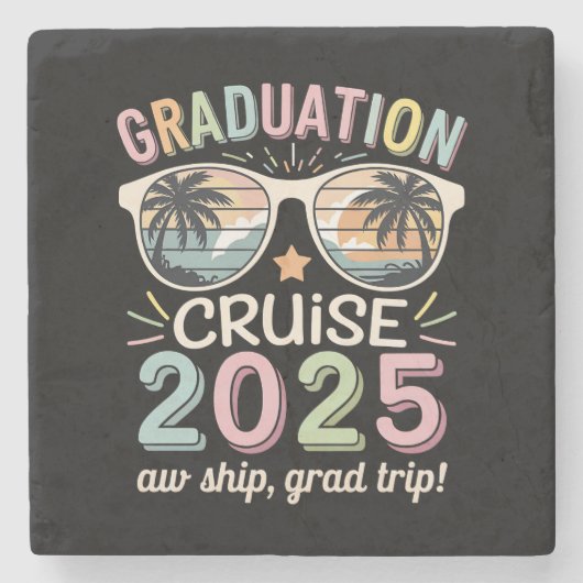 Afstuderen Cruise 2025 Afstuderen Cruising Squad Stenen Onderzetter (Voorkant)