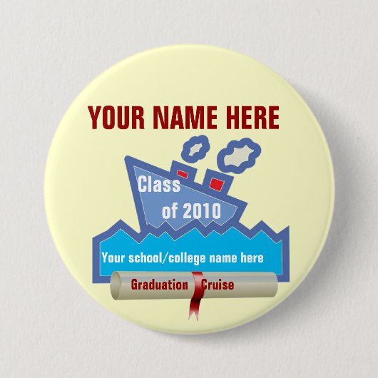 Afstuderen Cruise Name Pin Ronde Button 7,6 Cm (Voorkant)
