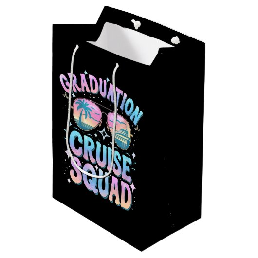 Afstuderen Cruise Squad Cruiseschip Retro Medium Cadeauzakje (Voorkant Gekanteld)