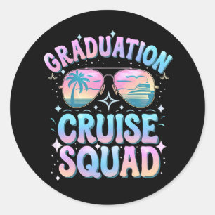 Afstuderen Cruise Squad Cruiseschip Retro Ronde Sticker