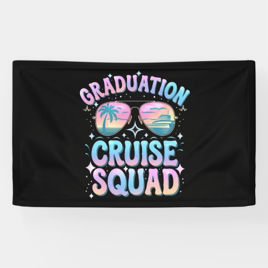 Afstuderen Cruise Squad Cruiseschip Retro Spandoek (Horizontaal)