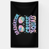 Afstuderen Cruise Squad Cruiseschip Retro Spandoek (Verticaal)