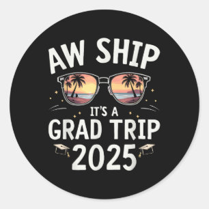 Afstuderen Cruiseschip Afstuderen T-shirt AW Ship Ronde Sticker