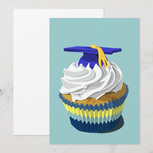 Afstuderen cupcake-uitnodiging kaart (Voorkant / Achterkant)