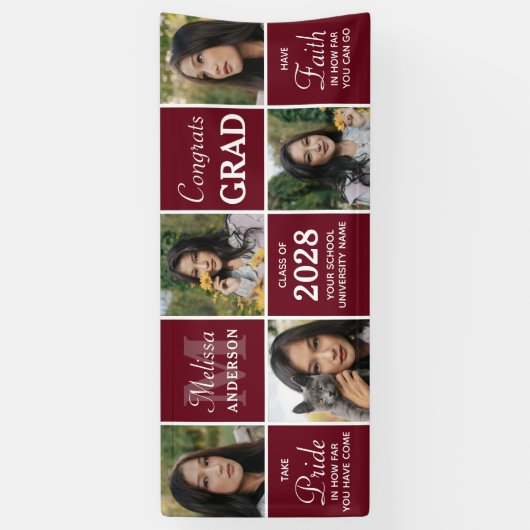Afstuderen Custom 5 Fotocollage Congrats Afstudeer Spandoek (Verticaal)