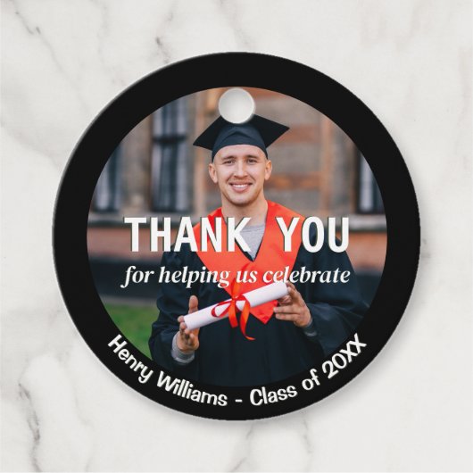 Afstuderen Custom Photo Naam en Jaar Dank U Bedankjes Labels (Voorkant)
