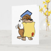 Afstuderen Cute Puppy Dog Holds Diploma Blank Kaart (Gele Bloem)