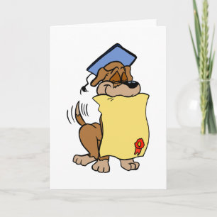 Afstuderen Cute Puppy Dog Holds Diploma Blank Kaart