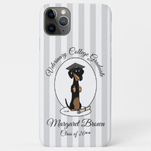 Afstuderen Dachshund Dog (zwart-wit) Cute Case-Mate iPhone Case