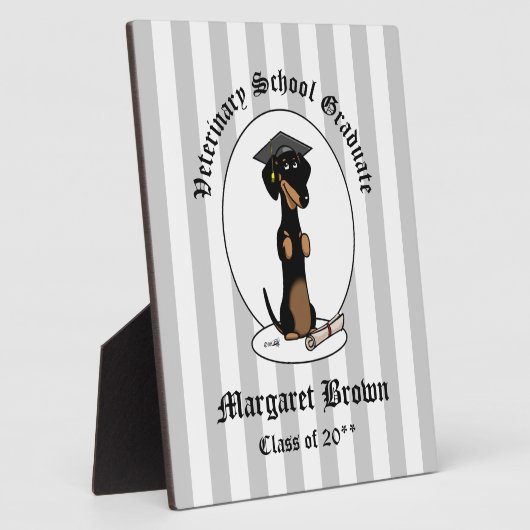 Afstuderen Dachshund Dog (zwart-wit) Cute Fotoplaat (Zijkant)