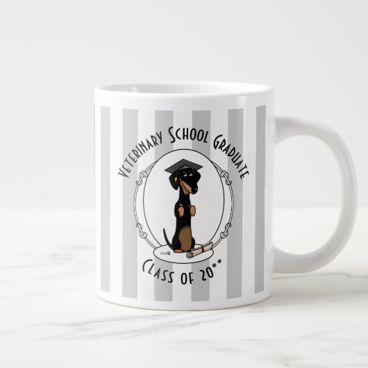 Afstuderen Dachshund (zwart & tan) - Kute dog Grote Koffiekop (Rechts)