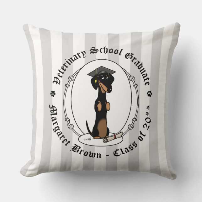 Afstuderen Dachshund (zwart & tan) - Kute dog Kussen (Voorkant)
