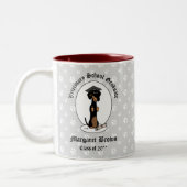 Afstuderen Dachshund (zwart & tan) - Kute dog Tweekleurige Koffiemok (Links)