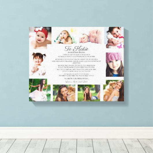 Afstuderen Dag 10 Foto naar dochter Sentimental Canvas Afdruk (Insitu (Houten vloer))