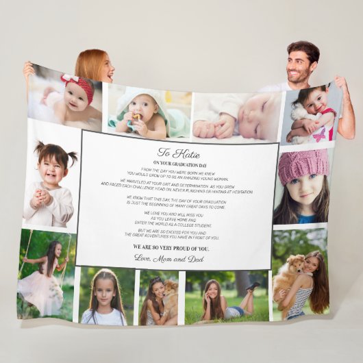 Afstuderen Dag 11 Foto naar dochter Fleece Deken (In situ)