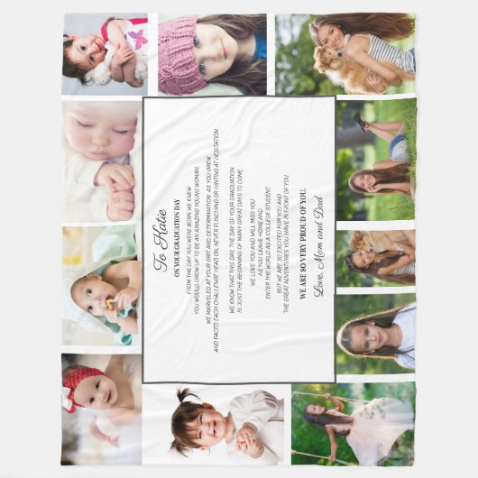 Afstuderen Dag 11 Foto naar dochter Fleece Deken (Voorkant)