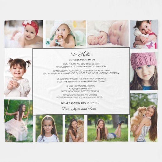 Afstuderen Dag 11 Foto naar dochter Fleece Deken (Voorkant (Horizontaal))