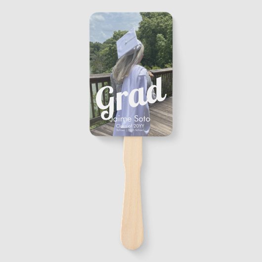 Afstuderen Dag Foto Bold Announge White Handwaaier (Voorkant)