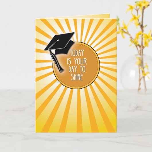 Afstuderen Dag om te schitteren Gefeliciteerd Pet  Kaart (Gele Bloem)