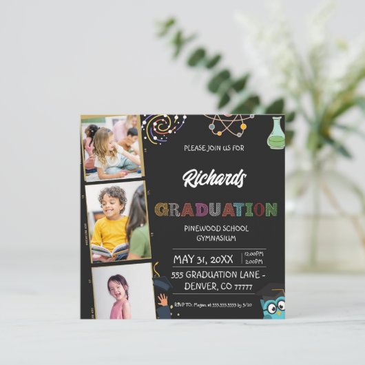 Afstuderen Dag Uitnodiging Kaart kleuterschool (Staand voorkant)