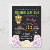 Afstuderen Dag van de Dode Suiker Schedel Uitnodig Kaart (Voorkant)