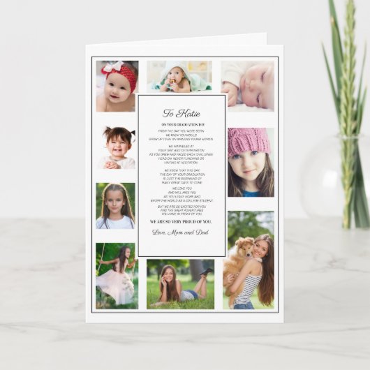 Afstuderen Dag White Modern 9 Foto Kaart (Voorkant)