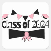 afstuderen dagklasse van 2024 vierkante sticker (Voorkant)